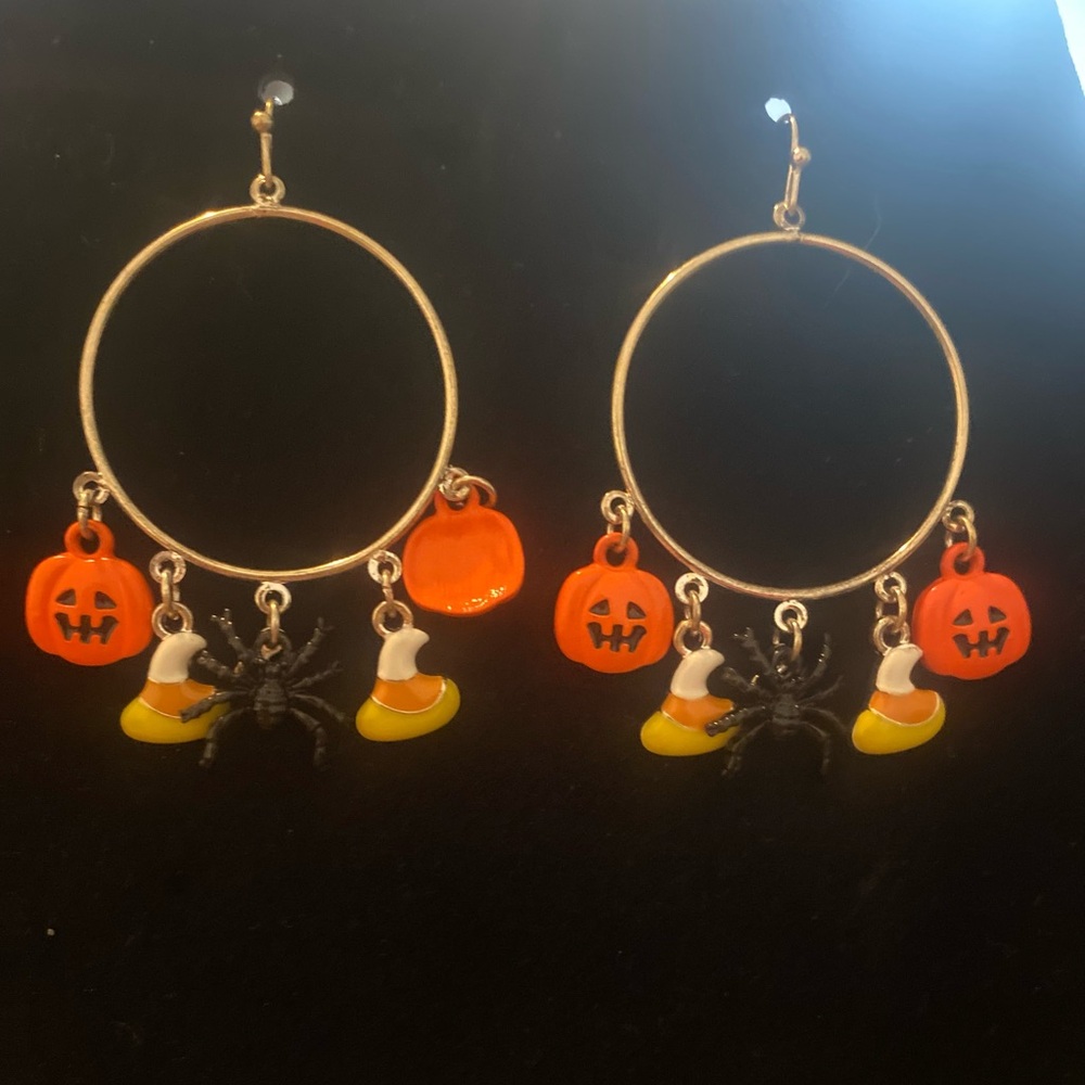 Freakin' Spooky Halloween Hoop Earrings With Charms